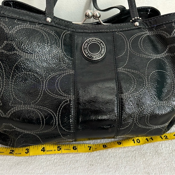 COACH Glossy Logo Satchel Handbag - Picture 6 of 12